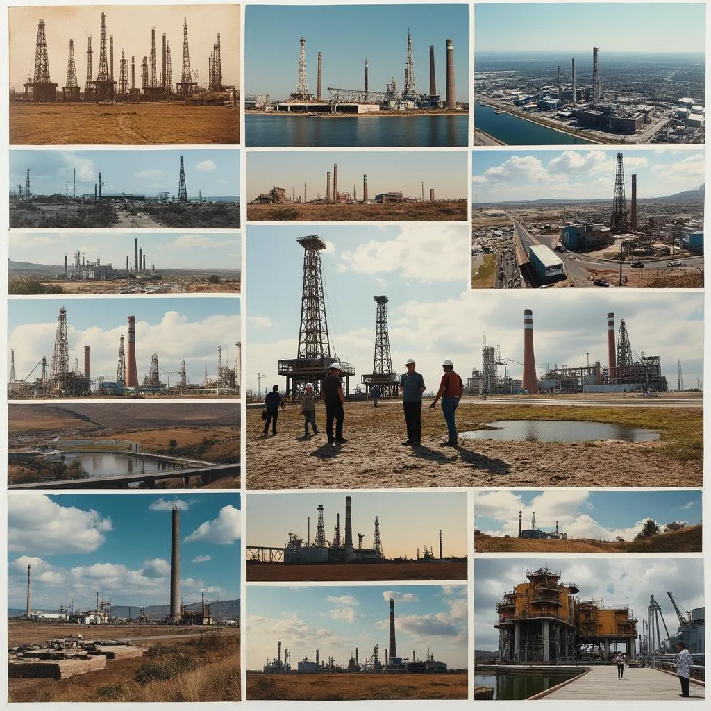 Collage histórico de YPF mostrando hitos importantes de la empresa